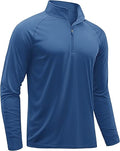 Men's Long Sleeve Athletic Shirts 1/4 Pullover Zip Sun Protection Rash Guard UPF 50+ Outdoor Running T-Shirts